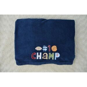Tiddliwinks #1 One Champ Blue Baby Blanket Sports Football Basketball Baseball